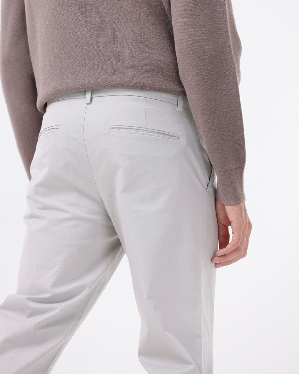 TAILORAEDGE Essential Pleated Fine Twill Pants In Powder White