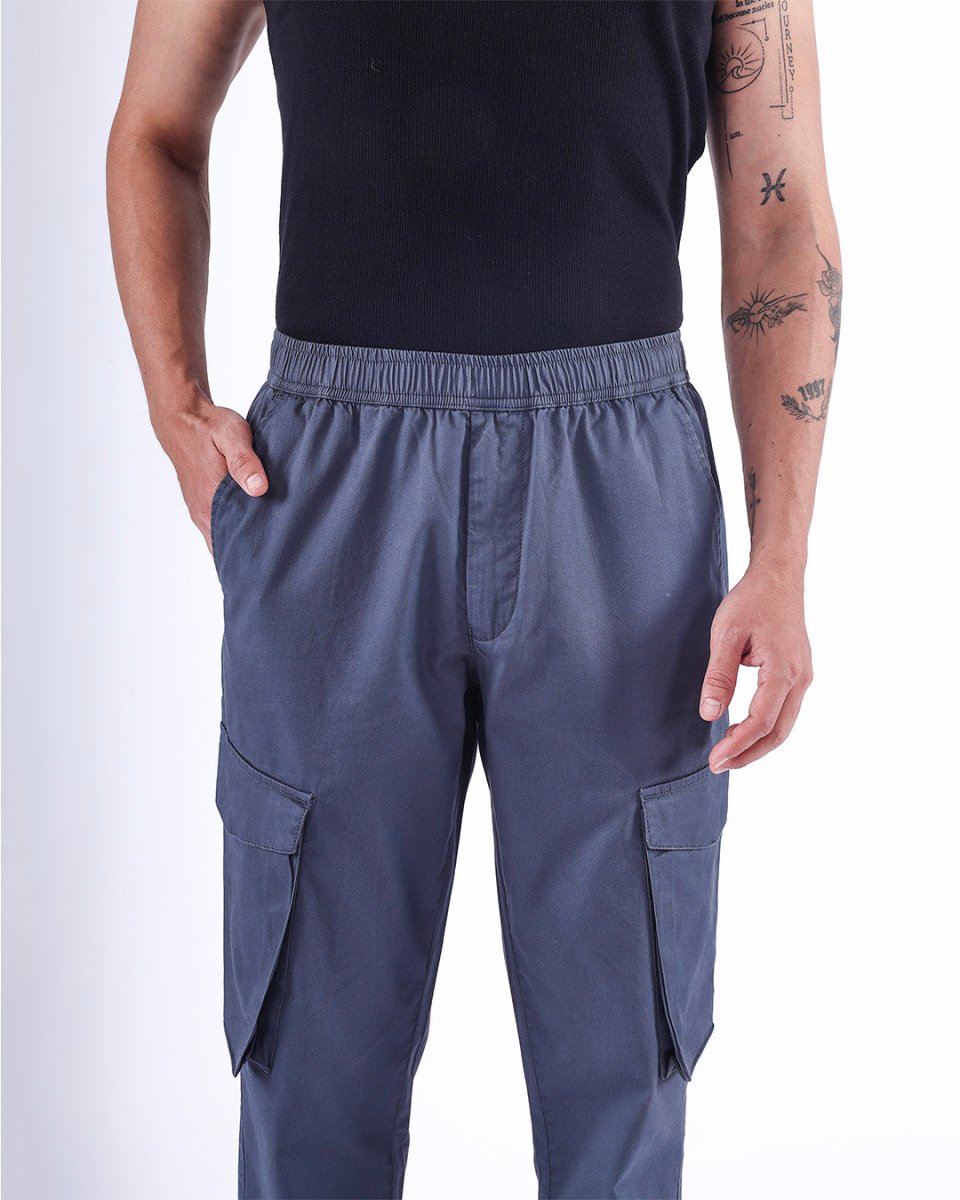 TAILORAEDGE Feather Light Tailored Cargos In BluGrey