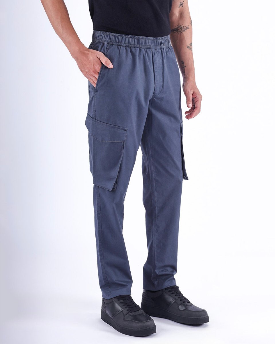 TAILORAEDGE Feather Light Tailored Cargos In BluGrey