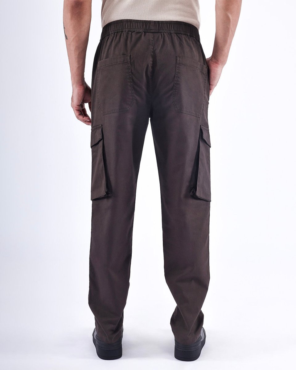 TAILORAEDGE Feather Light Tailored Cargos In Brown