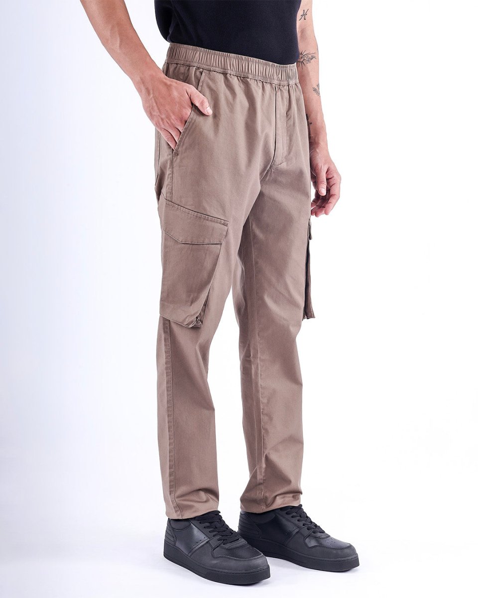 TAILORAEDGE Feather Light Tailored Cargos In Khaki