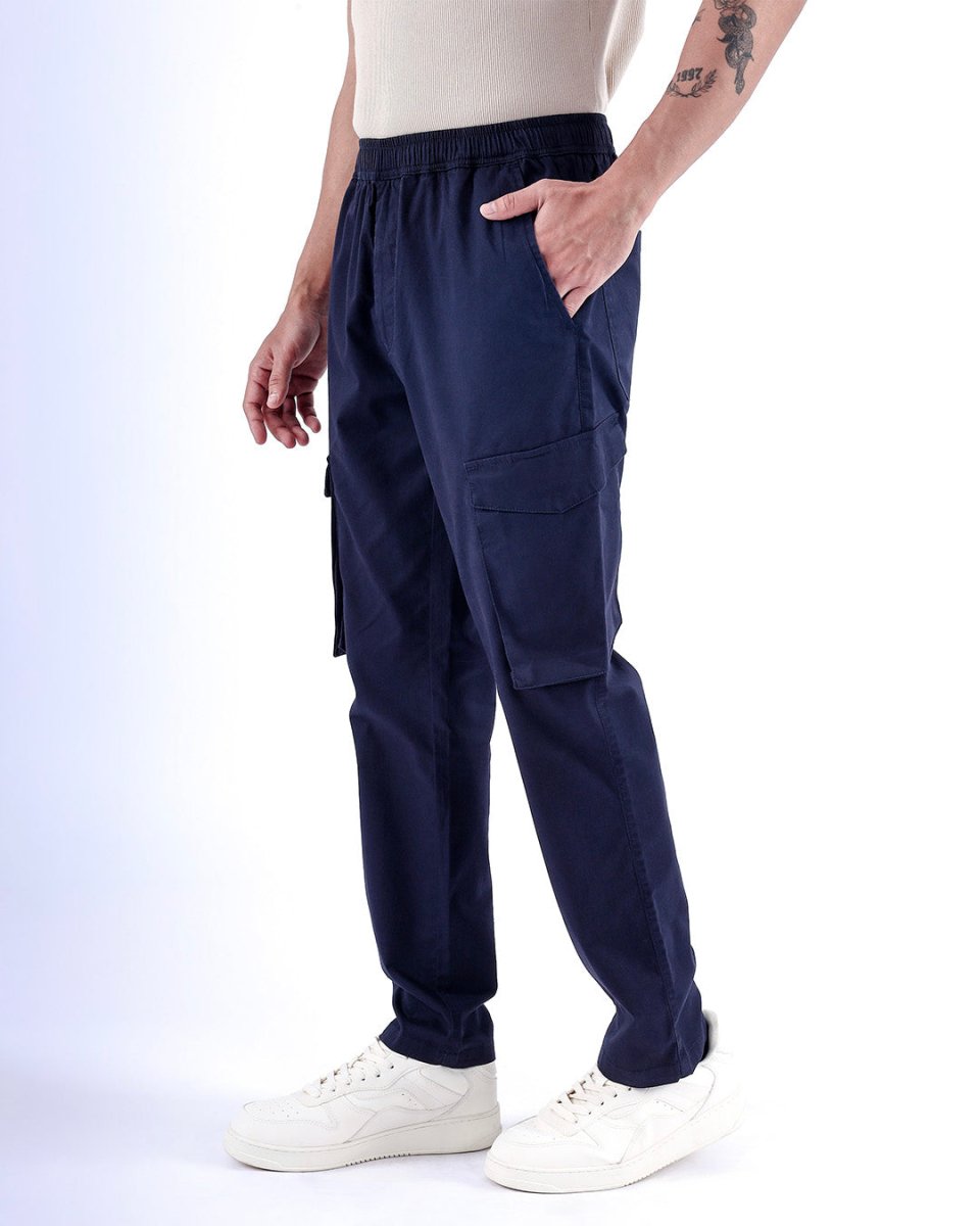 TAILORAEDGE Feather Light Tailored Cargos In Navy