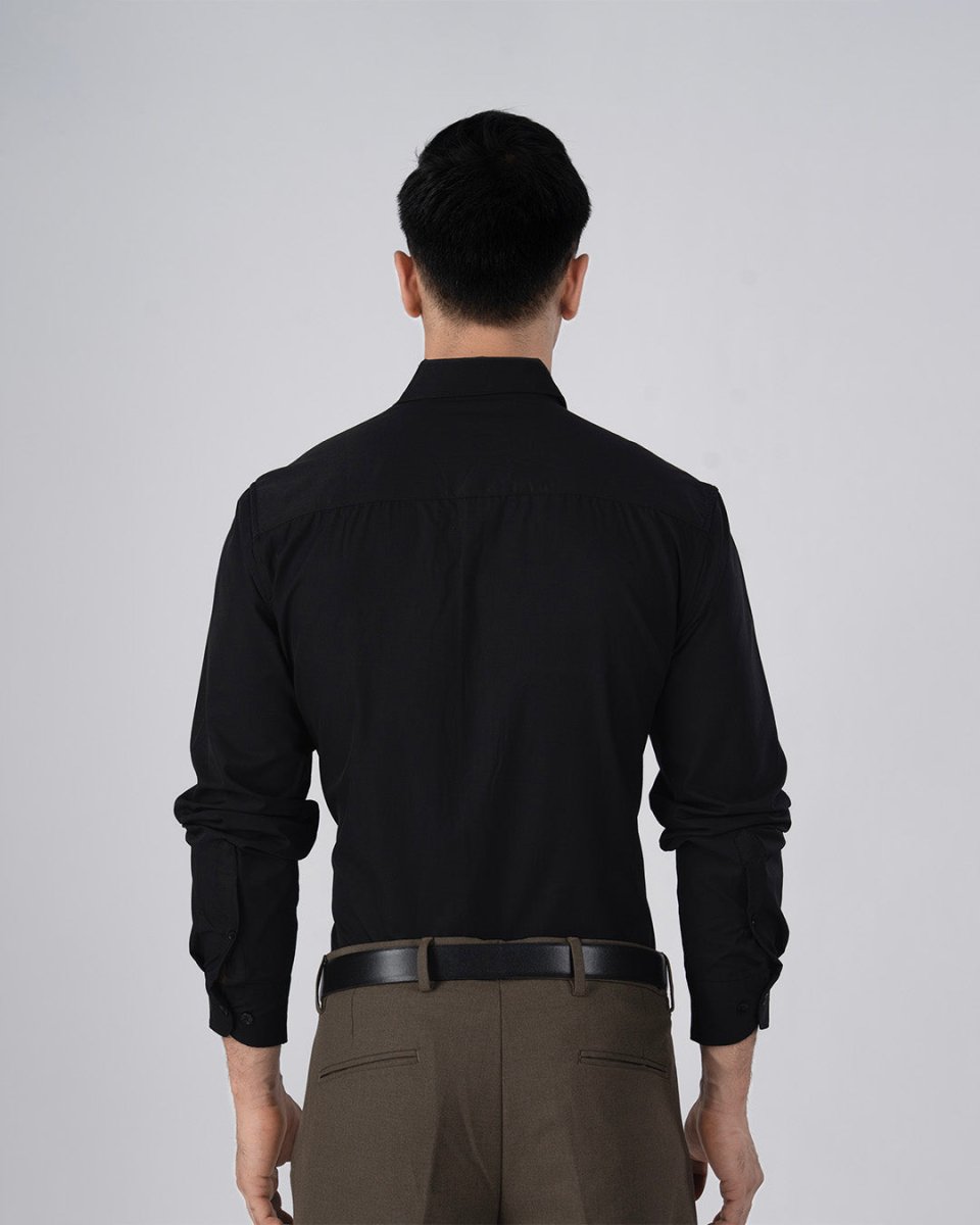 TAILORAEDGE Featherlite Wrinkle Resistant Shirt In Black