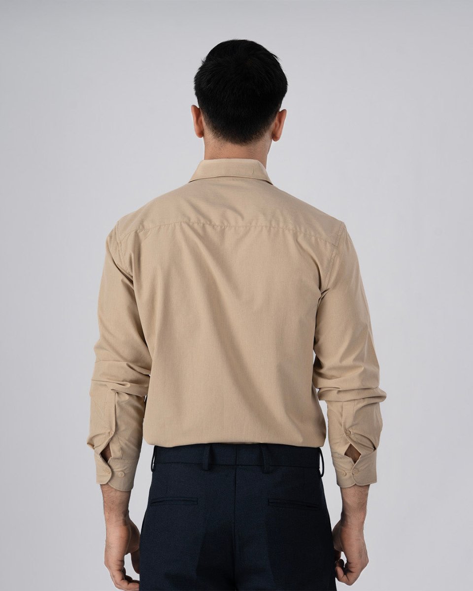 TAILORAEDGE Featherlite Wrinkle Resistant Shirt In Cream