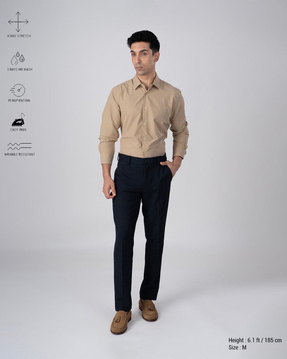 TAILORAEDGE Featherlite Wrinkle Resistant Shirt In Cream