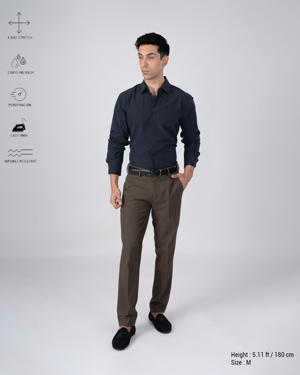 TAILORAEDGE Featherlite Wrinkle Resistant Shirt In Dark Grey