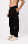 TAILORAEDGE Finest Twill Relaxed Cargo Pants In Black