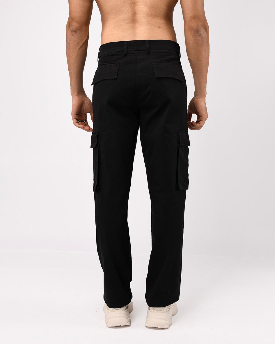 TAILORAEDGE Finest Twill Relaxed Cargo Pants In Black