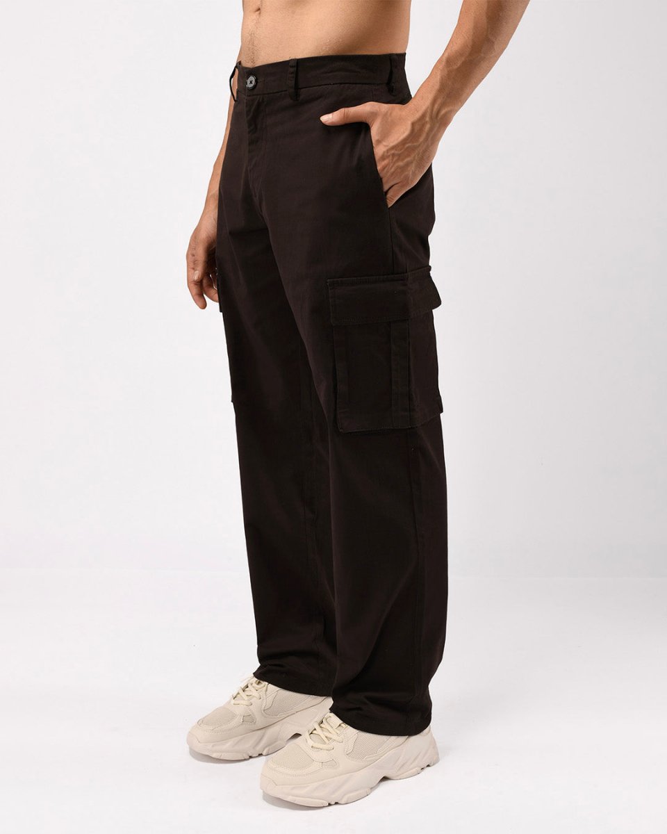 TAILORAEDGE Finest Twill Relaxed Cargo Pants In Brown