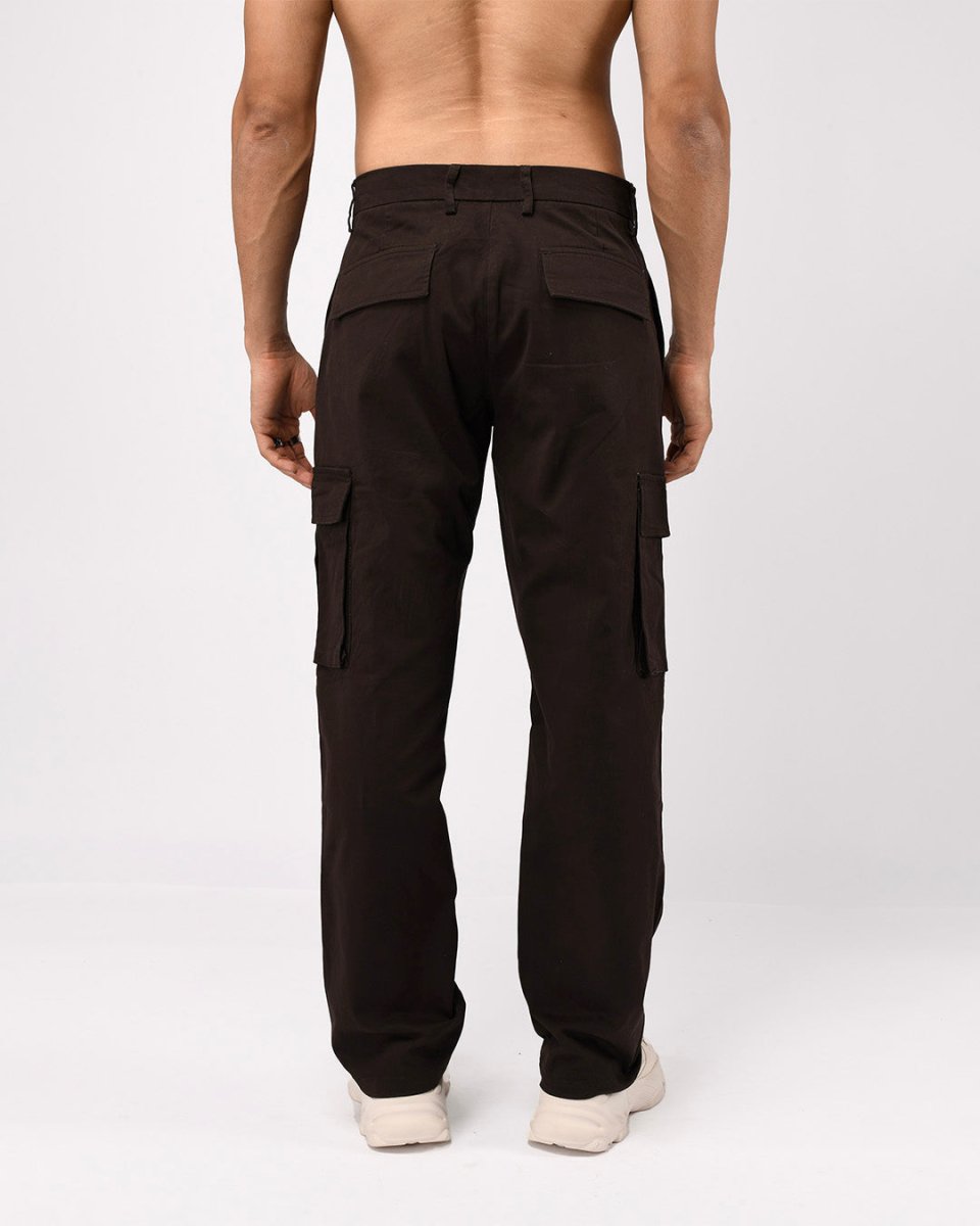 TAILORAEDGE Finest Twill Relaxed Cargo Pants In Brown