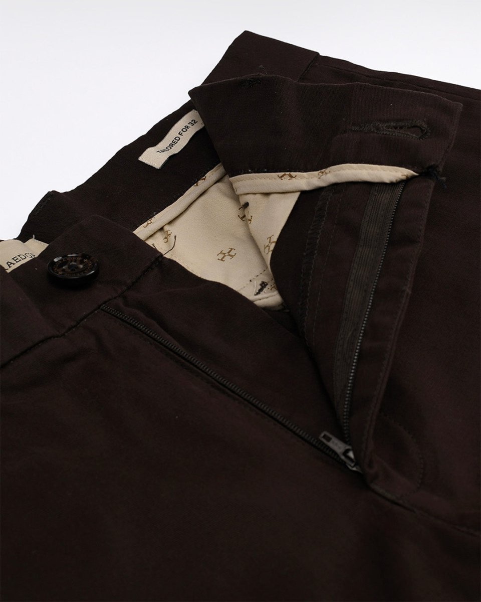 TAILORAEDGE Finest Twill Relaxed Cargo Pants In Brown