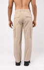 TAILORAEDGE Finest Twill Relaxed Cargo Pants In Cream