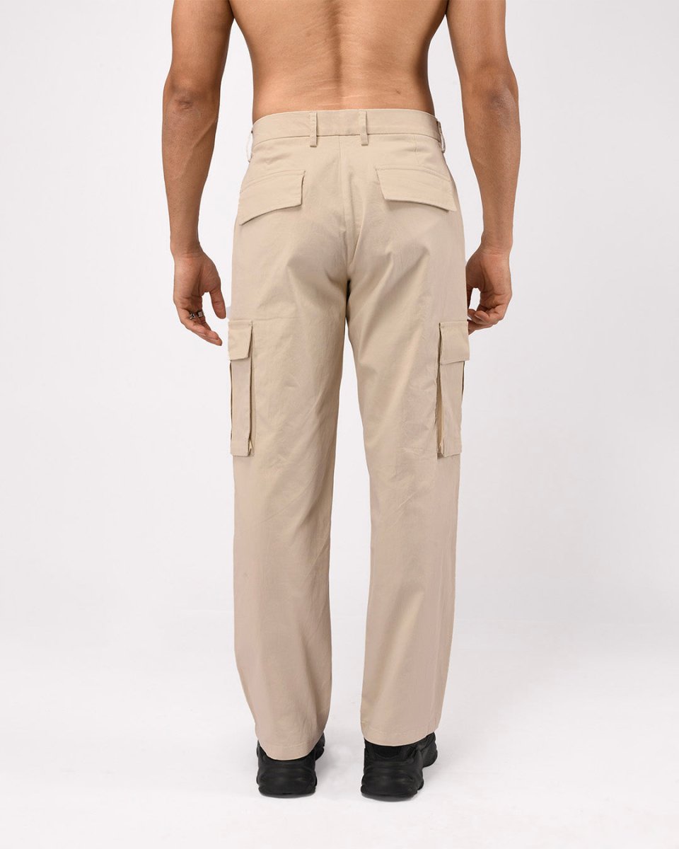 TAILORAEDGE Finest Twill Relaxed Cargo Pants In Cream