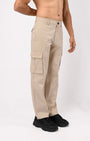 TAILORAEDGE Finest Twill Relaxed Cargo Pants In Cream