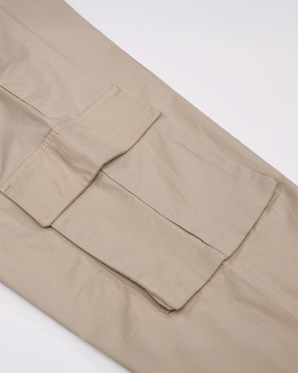 TAILORAEDGE Finest Twill Relaxed Cargo Pants In Cream
