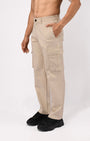 TAILORAEDGE Finest Twill Relaxed Cargo Pants In Cream