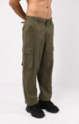 TAILORAEDGE Finest Twill Relaxed Cargo Pants In Olive