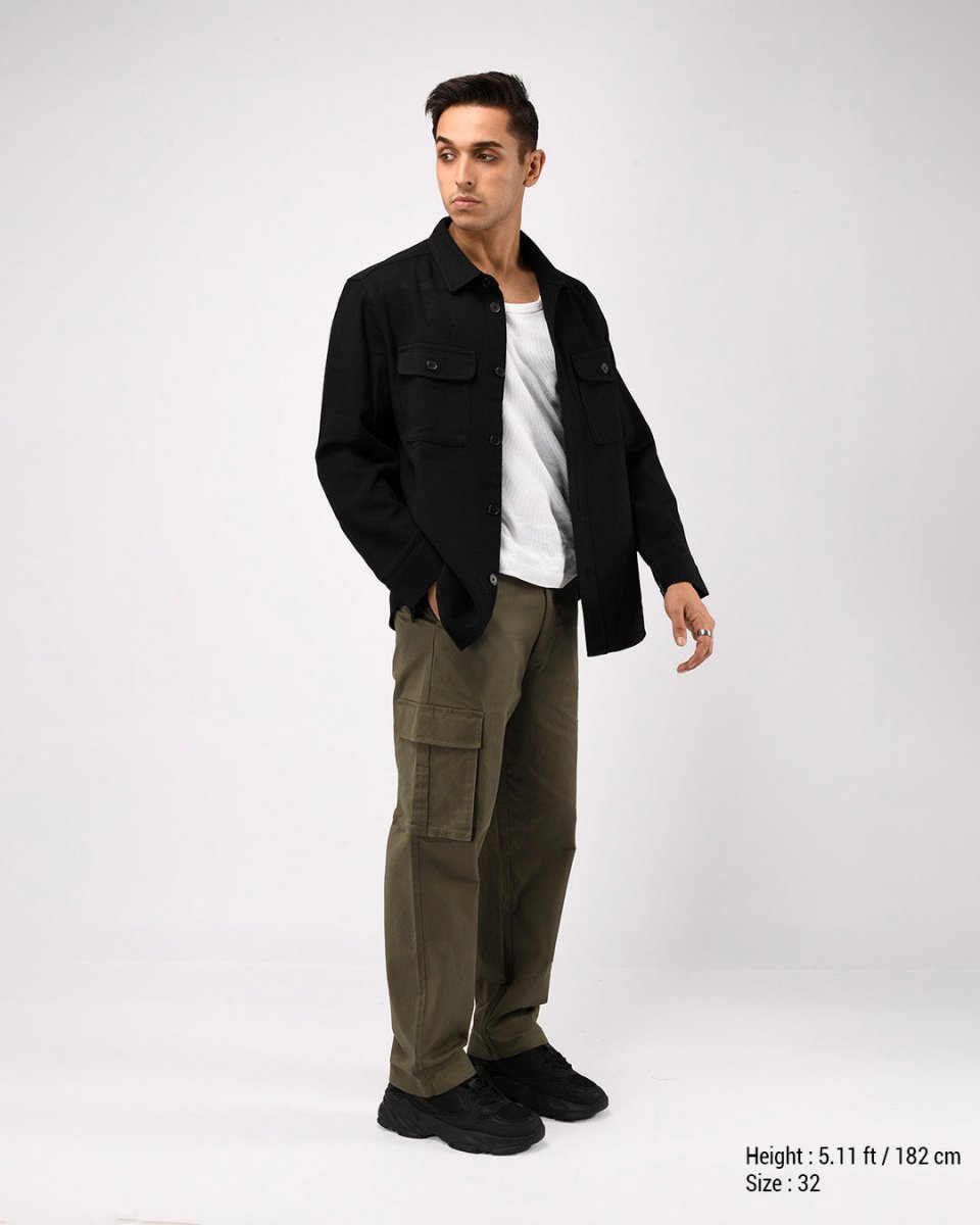 TAILORAEDGE Finest Twill Relaxed Cargo Pants In Olive