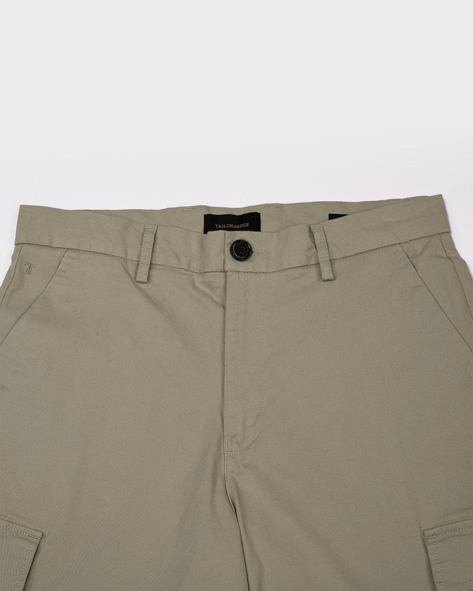 TAILORAEDGE Finest Twill Relaxed Cargo Pants In Pistachio