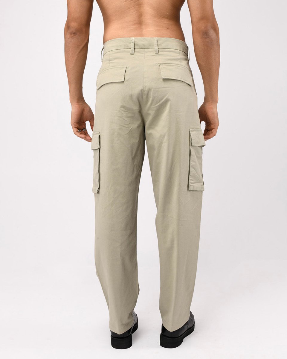 TAILORAEDGE Finest Twill Relaxed Cargo Pants In Pistachio
