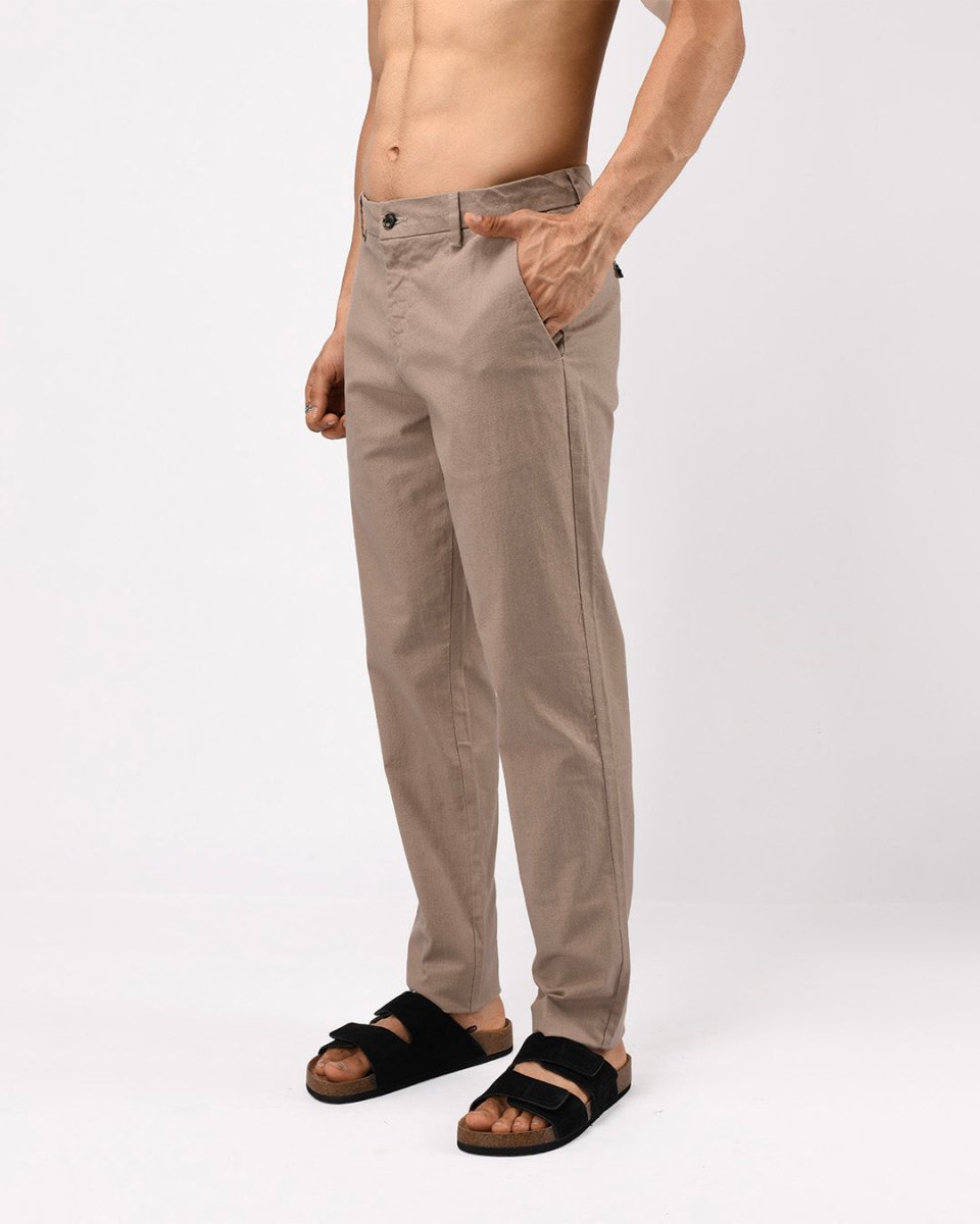 TAILORAEDGE Linen Feel Premium Cotton Chinos In Dust