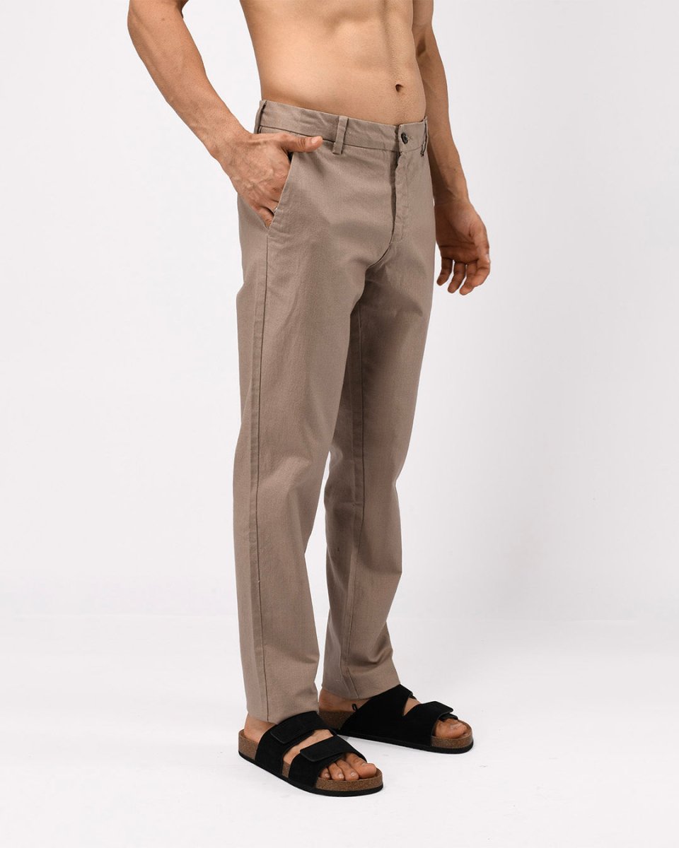 TAILORAEDGE Linen Feel Premium Cotton Chinos In Dust