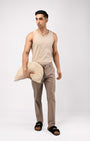 TAILORAEDGE Linen Feel Premium Cotton Chinos In Dust