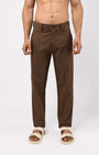 TAILORAEDGE Linen Feel Premium Cotton Chinos In Fur Brown