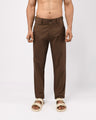 TAILORAEDGE Linen Feel Premium Cotton Chinos In Fur Brown