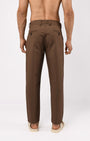TAILORAEDGE Linen Feel Premium Cotton Chinos In Fur Brown
