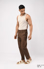 TAILORAEDGE Linen Feel Premium Cotton Chinos In Fur Brown