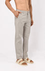 TAILORAEDGE Linen Feel Premium Cotton Chinos In Light Grey