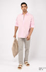 TAILORAEDGE Linen Feel Premium Cotton Chinos In Light Grey