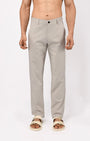 TAILORAEDGE Linen Feel Premium Cotton Chinos In Light Grey