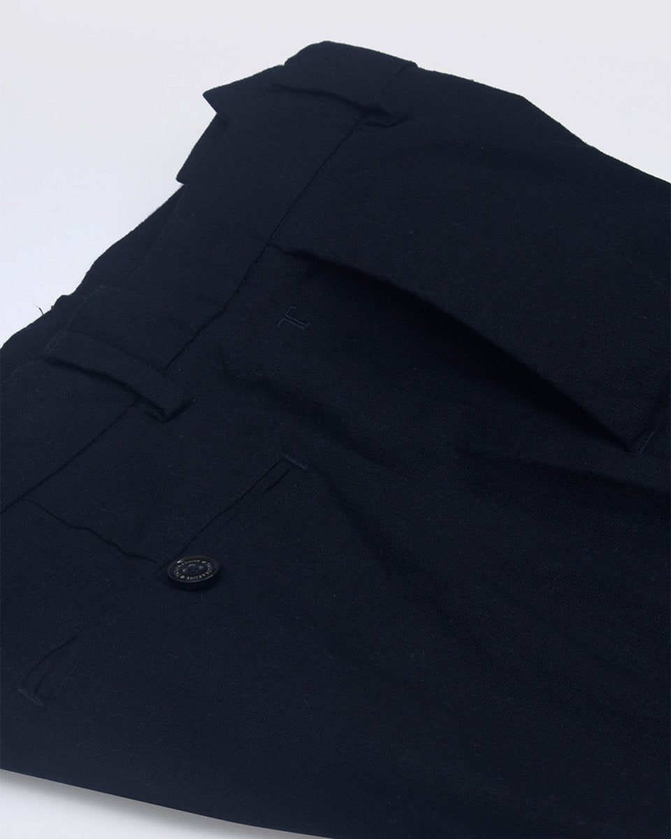 TAILORAEDGE Linen Feel Premium Cotton Chinos In Navy