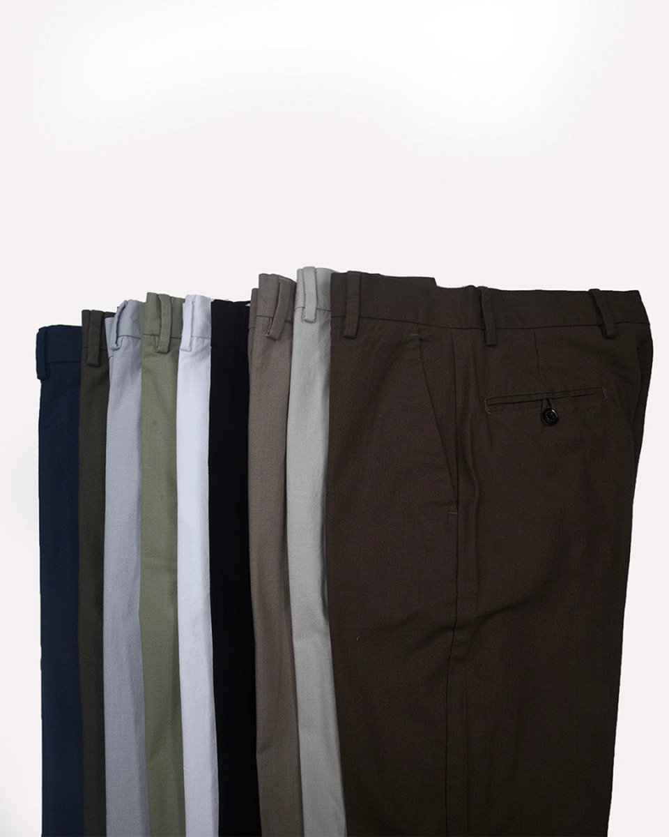 TAILORAEDGE Linen Feel Premium Cotton Chinos In Navy