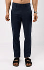TAILORAEDGE Linen Feel Premium Cotton Chinos In Navy
