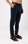 TAILORAEDGE Linen Feel Premium Cotton Chinos In Navy