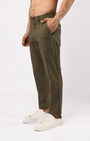 TAILORAEDGE Linen Feel Premium Cotton Chinos In Pine Olive