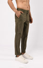 TAILORAEDGE Linen Feel Premium Cotton Chinos In Pine Olive