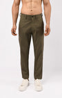 TAILORAEDGE Linen Feel Premium Cotton Chinos In Pine Olive