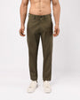 TAILORAEDGE Linen Feel Premium Cotton Chinos In Pine Olive