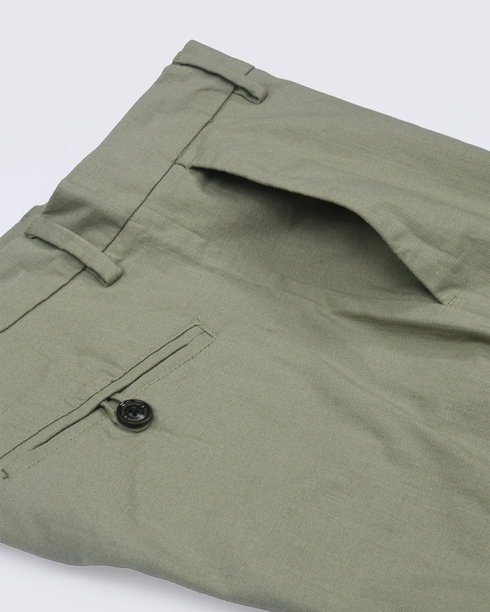 TAILORAEDGE Linen Feel Premium Cotton Chinos In Pistachio