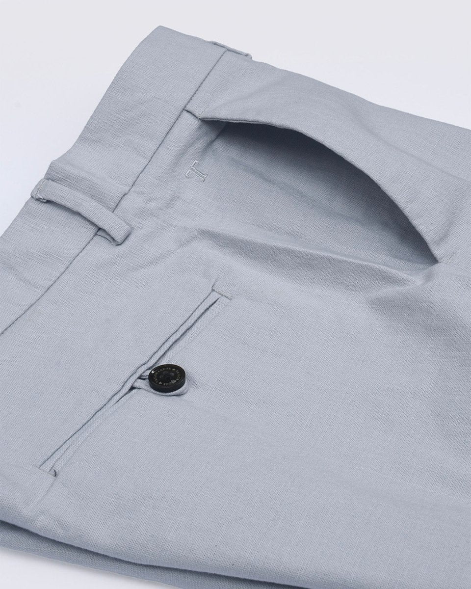 TAILORAEDGE Linen Feel Premium Cotton Chinos In Sky Blue