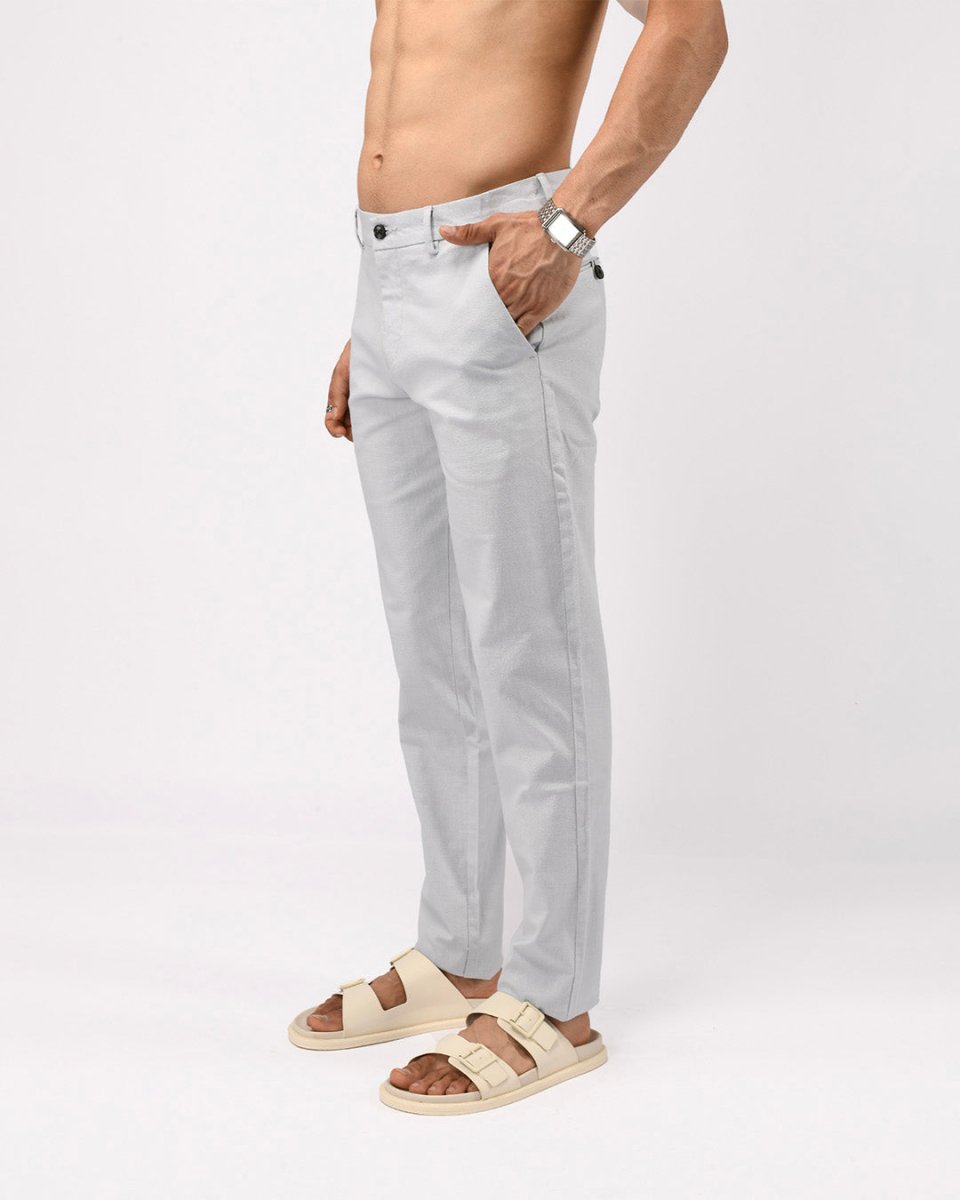 TAILORAEDGE Linen Feel Premium Cotton Chinos In Sky Blue