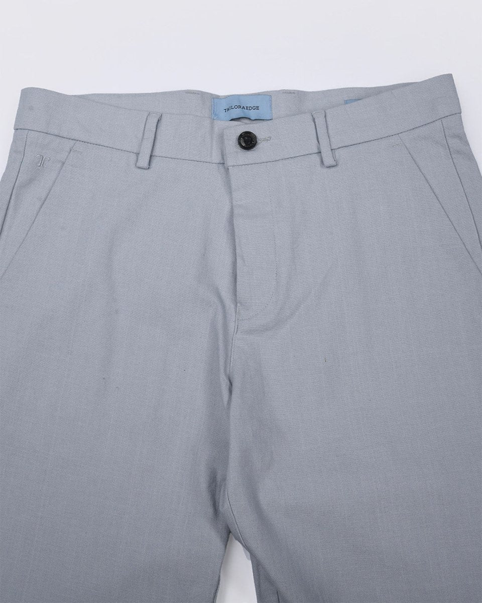 TAILORAEDGE Linen Feel Premium Cotton Chinos In Sky Blue