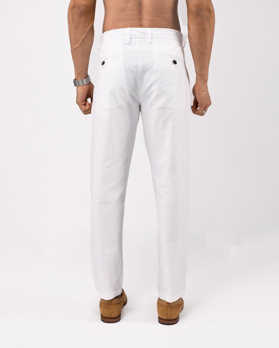 TAILORAEDGE Linen Feel Premium Cotton Chinos In White