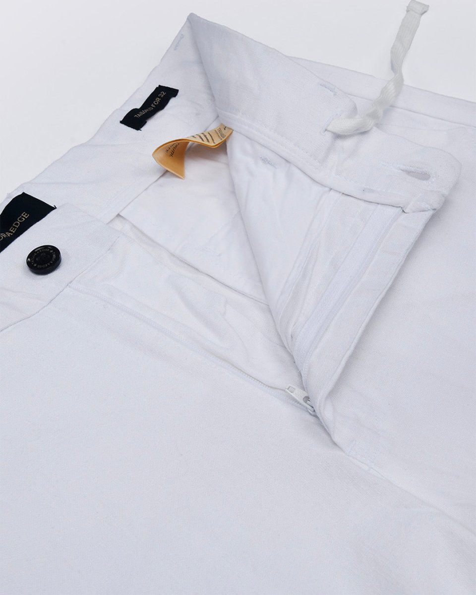 TAILORAEDGE Linen Feel Premium Cotton Chinos In White