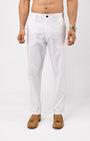 TAILORAEDGE Linen Feel Premium Cotton Chinos In White