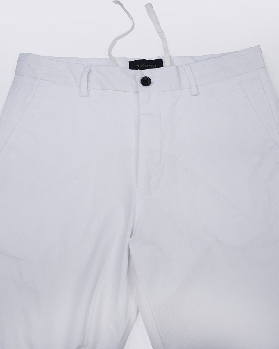 TAILORAEDGE Linen Feel Premium Cotton Chinos In White
